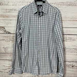 HUGO BOSS REGULAR FIT CAREER DRESS SHIRT  PLAID BUTTON DOWN SHIRT